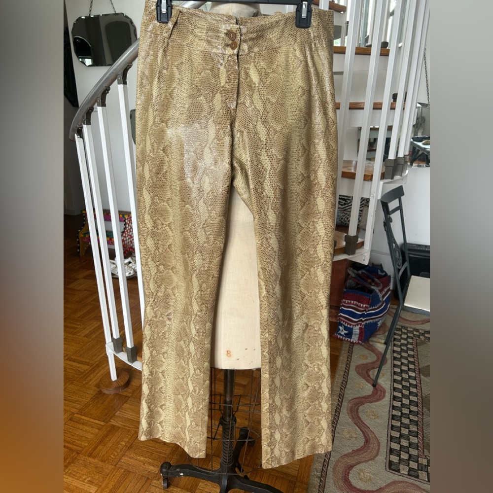 Norma Kamali “Leather” Snakeskin Print Pant